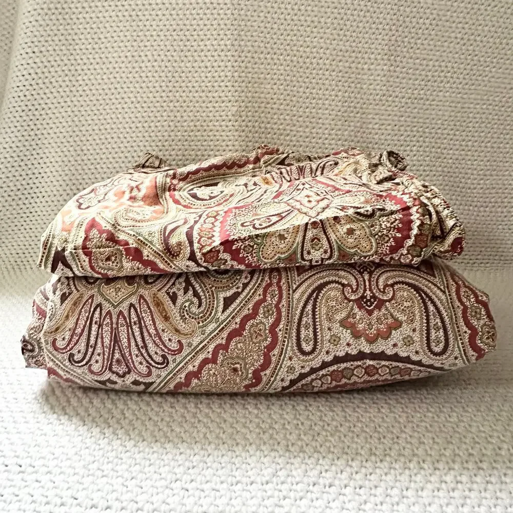Ralph Lauren Vtg Orsen Carrot Paisley Full Queen Duvet Cover 2 Pillow Shams Set